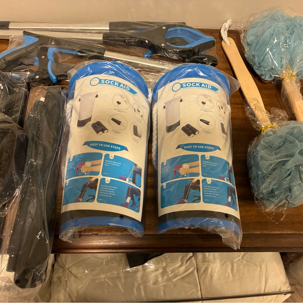 Sock Aid Kit with Blue and White Design